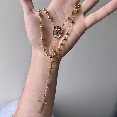 Imagen 2 del producto Collar Rosario Virgen Maria Con Cruz Acero Inoxidable