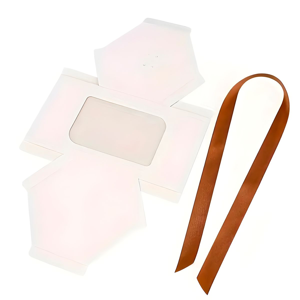 GENERICO - 20 Cajas Regalo Hexagonal Blanca Visor Frontal 10x10x10 Cm