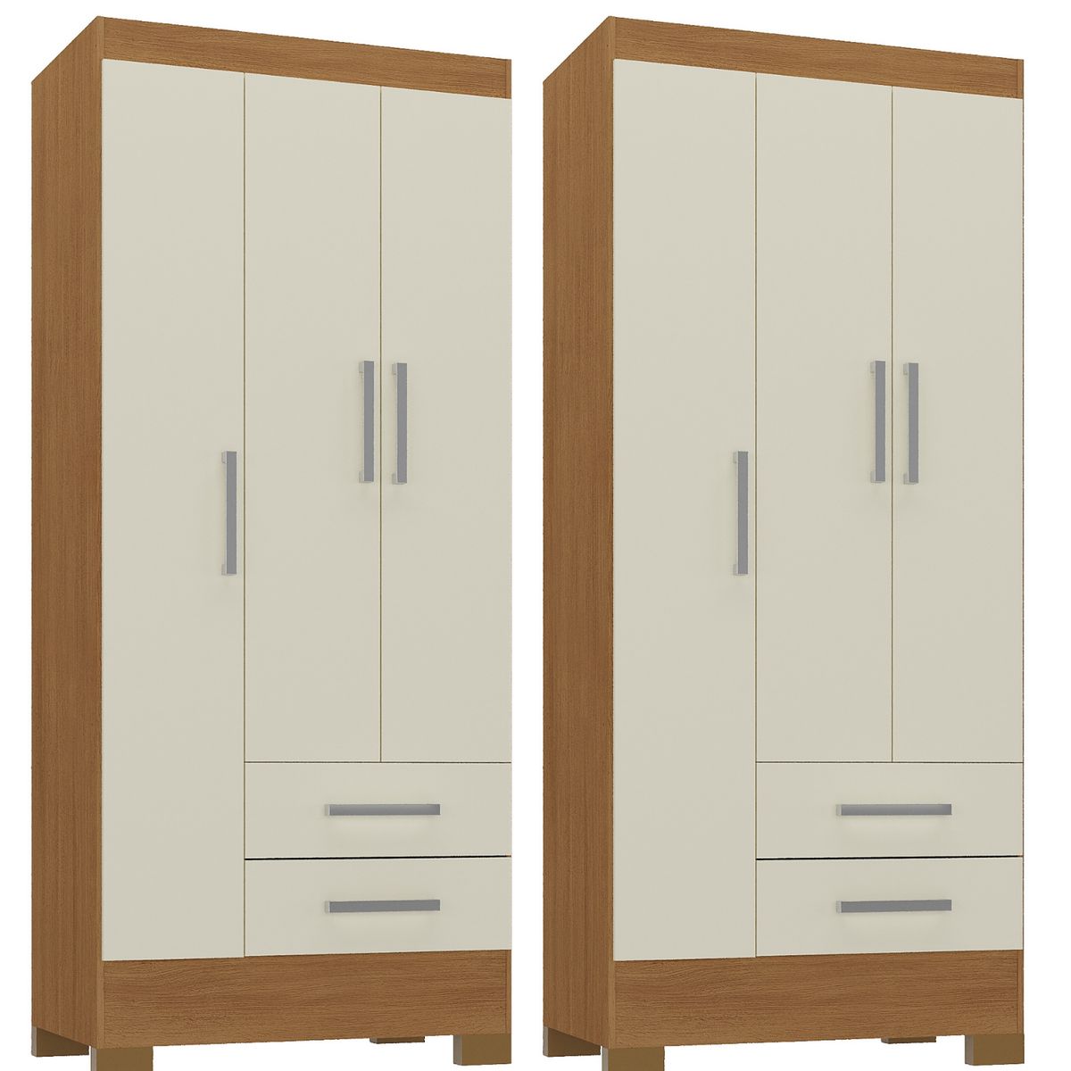 MOVELARIA - Combo 2 Clóset 3 Puertas 2 Cajones 180x68x35 cm Off White R32X2