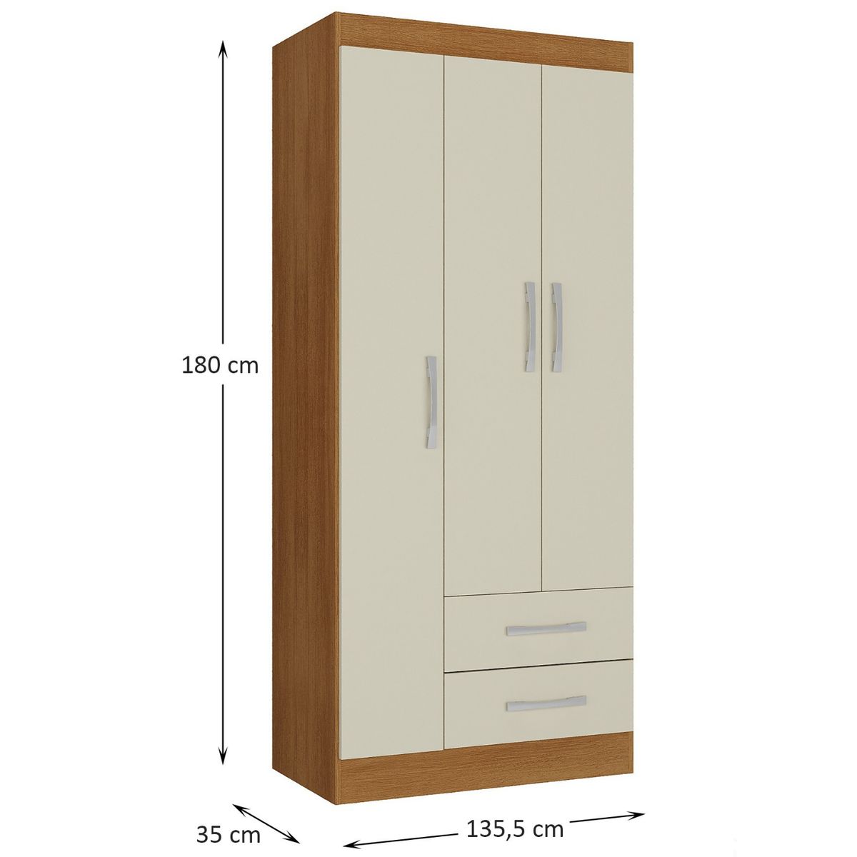 MOVELARIA - Clóset 3 Puertas 2 Cajones 180x68x35 cm Off White R32