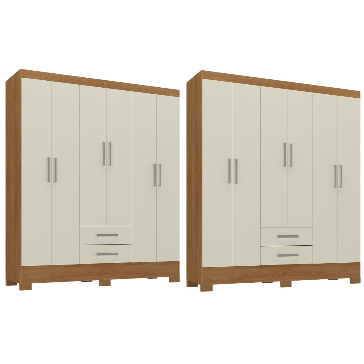MOVELARIA - Combo 2 Clóset 6 Puertas 2 Cajones 180x135x35 cm Off White R62X2