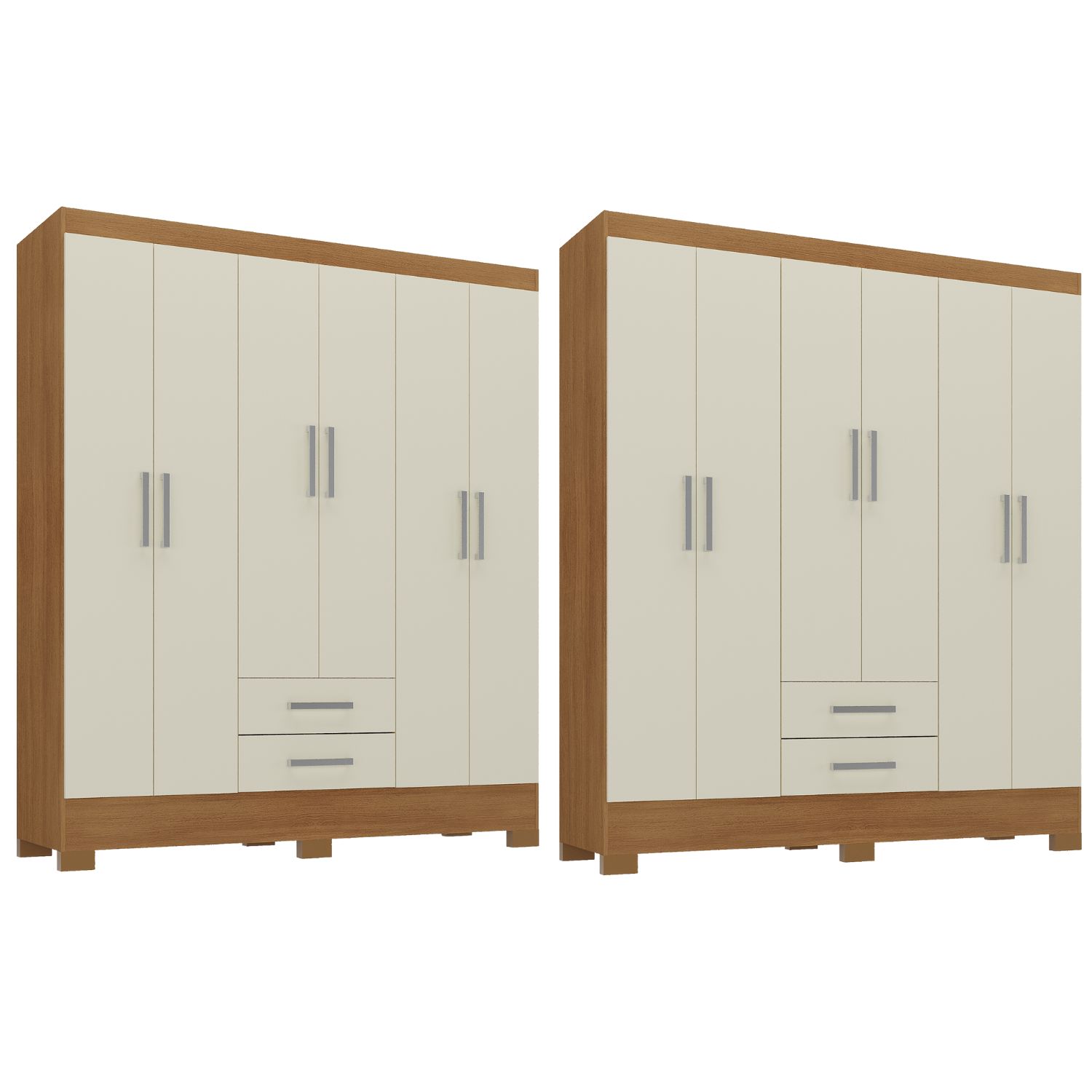 Combo 2 Clóset 6 Puertas 2 Cajones 180x135x35 cm Off White R62X2
