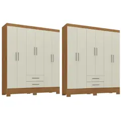 MOVELARIA - Combo 2 Clóset 6 Puertas 2 Cajones 180x135x35 cm Off White R62X2