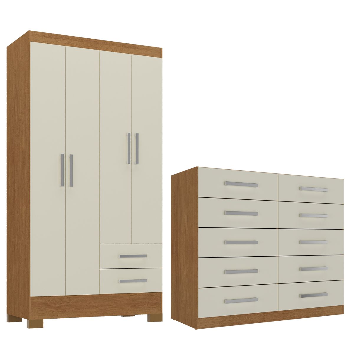 MOVELARIA - Combo Clóset 4 Puertas + Cómoda 10 Cajones Off White R4210