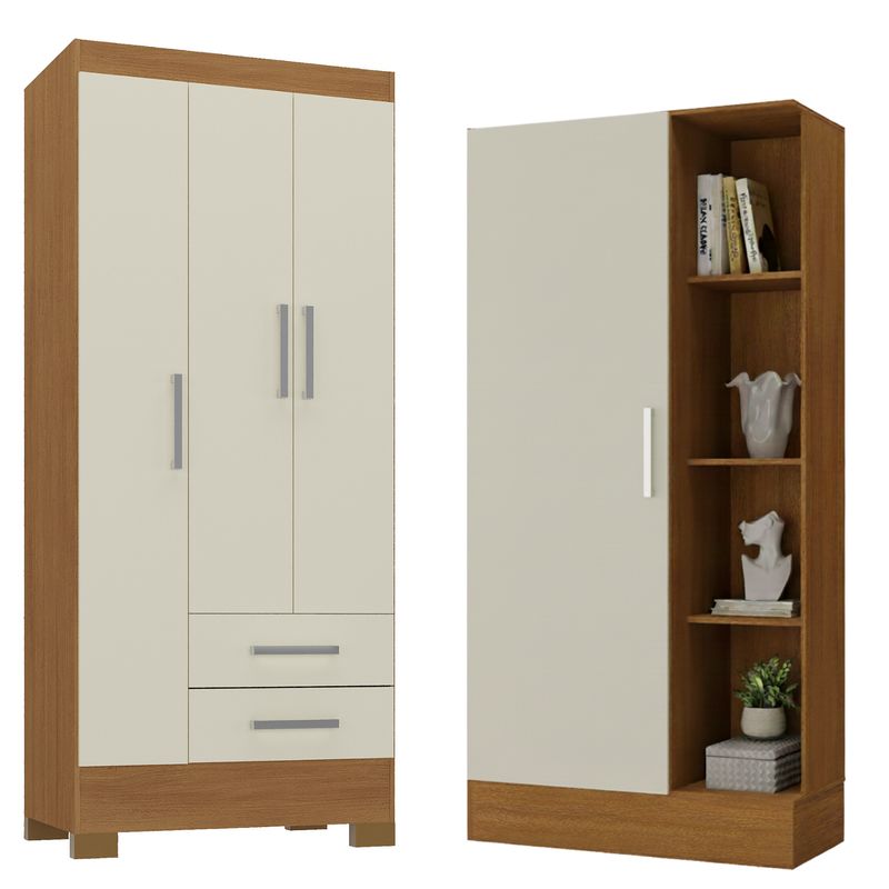 MOVELARIA - Combo Clóset 3 Puertas + Clóset Zapatero Off White R3215