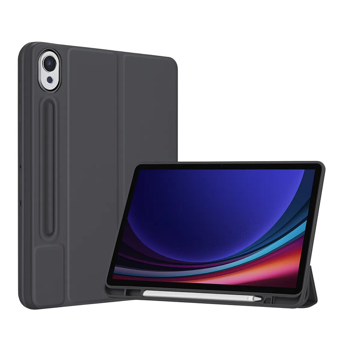 GENERICO - Fundas Con Porta Lápiz Para Galaxy Tab S6 Lite - Gris Oscuro