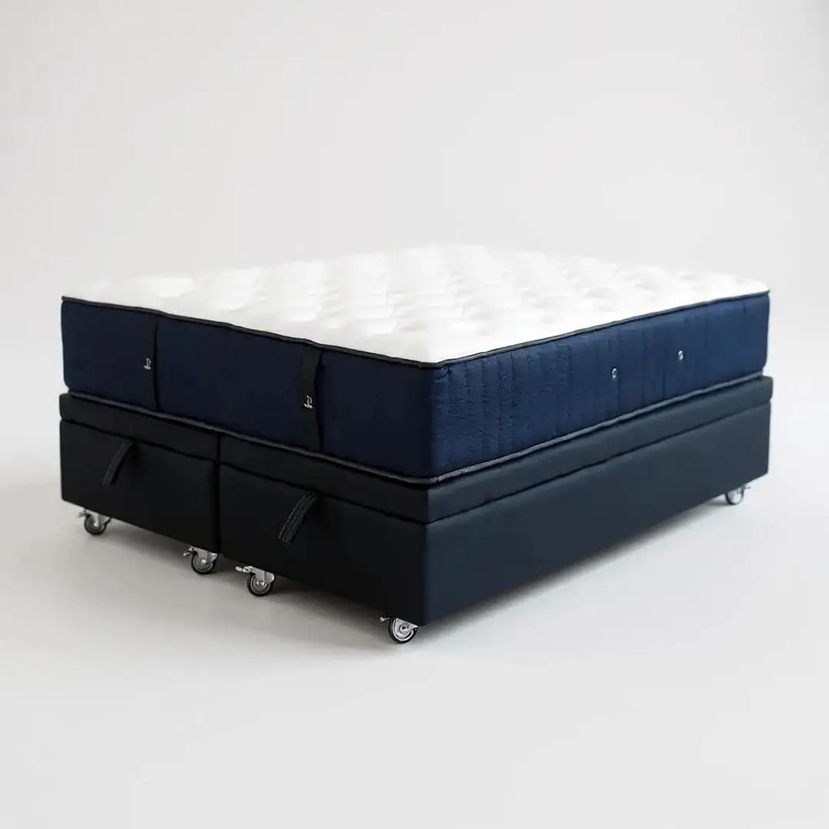 BLOCCARE - Cama Baul King + Colchon CIC PREMIUM  Con Ruedas DELUXE Negro