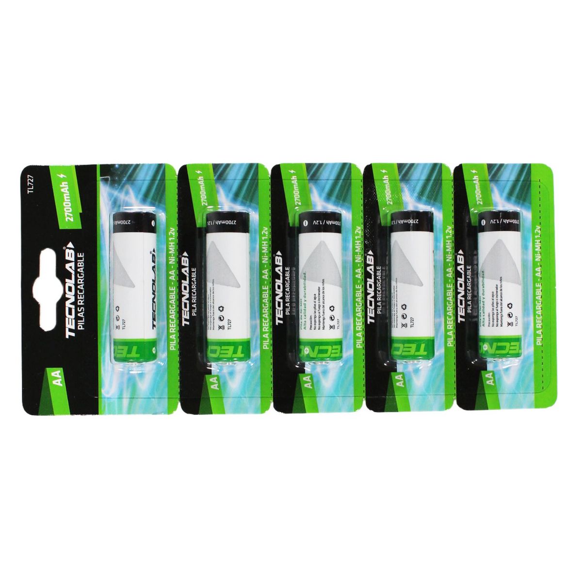 Pack 5 Pilas Recargables AA 2700mAh - SC, marca TECNOLAB - Foto Principal