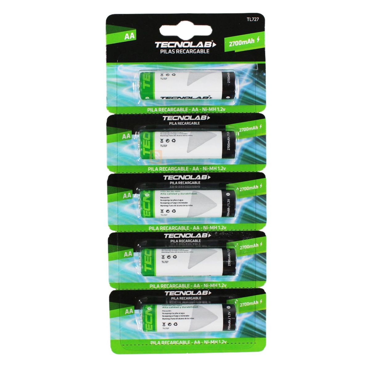 Pack 5 Pilas Recargables AA 2700mAh - SC, marca TECNOLAB - Foto 2