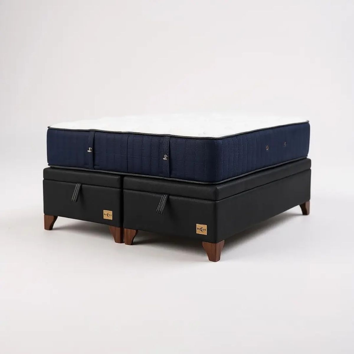 BLOCCARE - Cama Baul King + Colchon CIC SUPERPREMIUM Patas Madera 11CM Negro