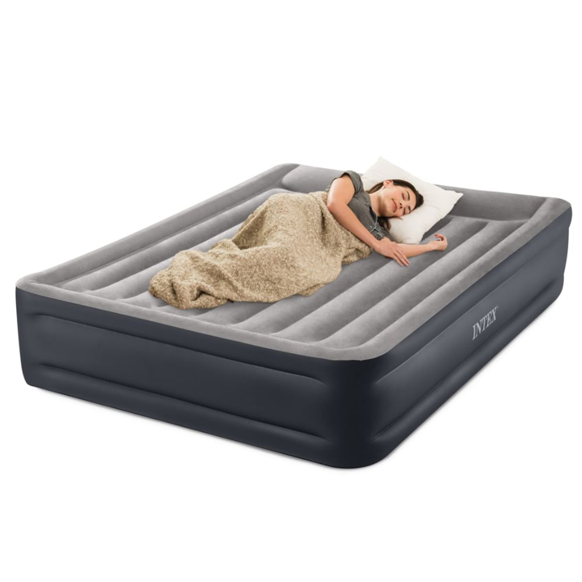 INTEX - Colchón Inflable Eléctrico Intex FiberTech 2 Plazas Dura-Beam