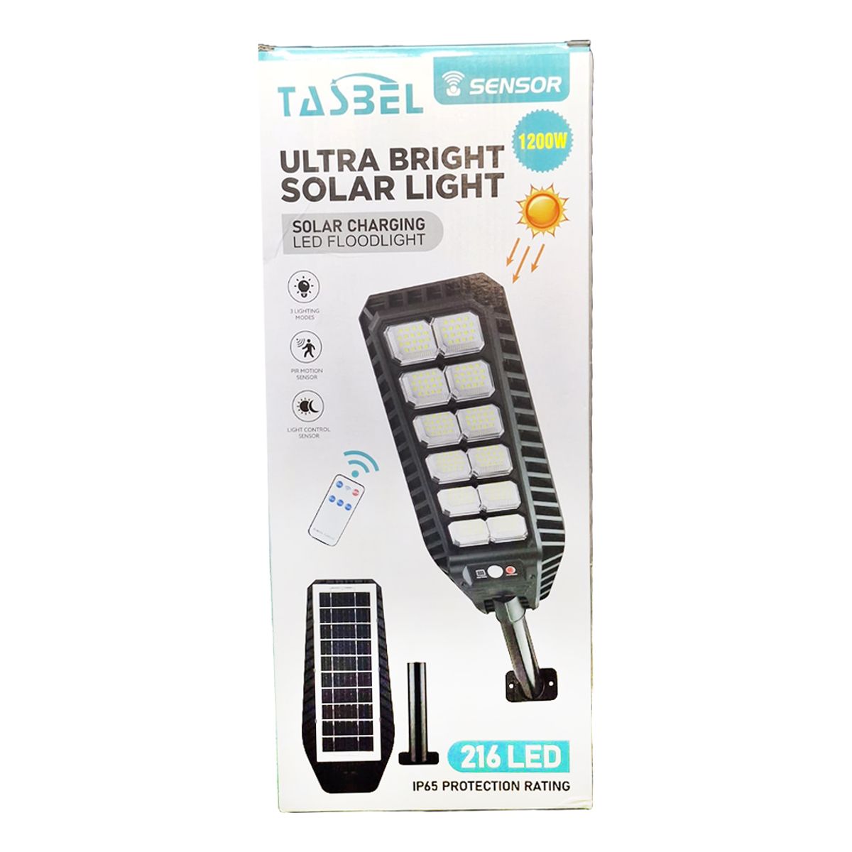 TASBEL - Pack 3 Foco Solar 1000w Sensor de movimiento Soporte y Control Remoto