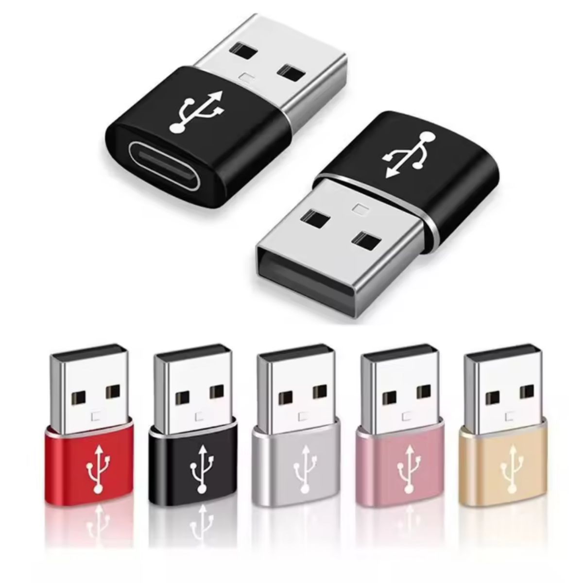 GENERICO - Adaptador Usb Tipo C A Usb  Negro - Multiuso Premium - Certificado