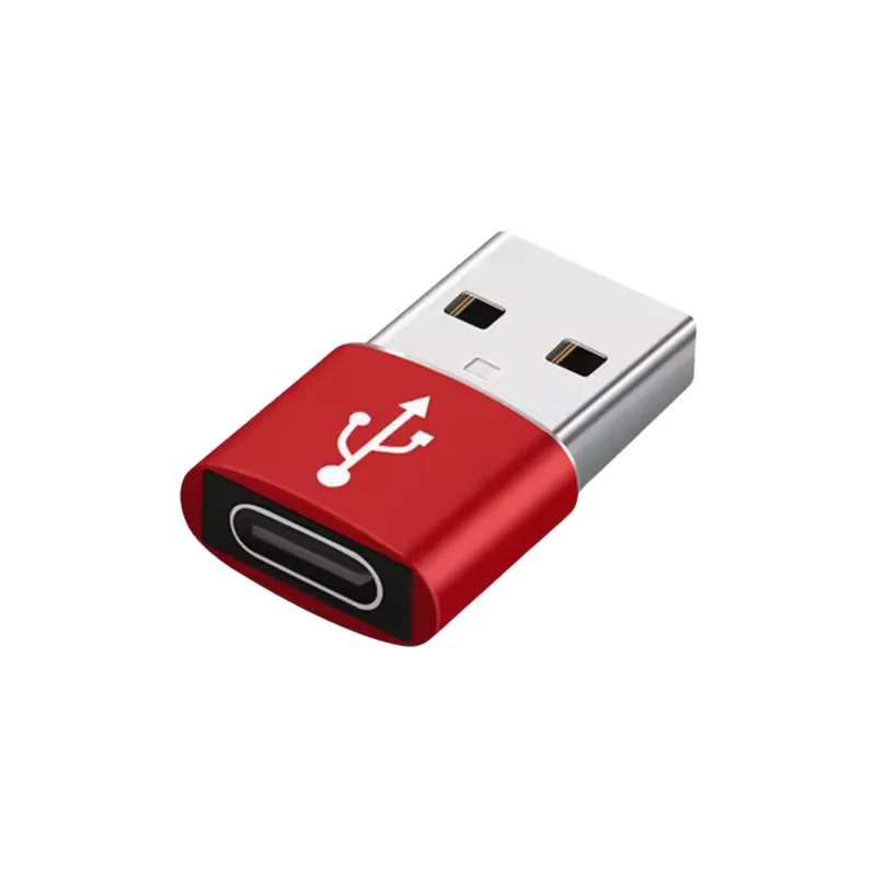 GENERICO - Adaptador Usb Tipo C A Usb  Rojo - Multiuso Premium - Certificado
