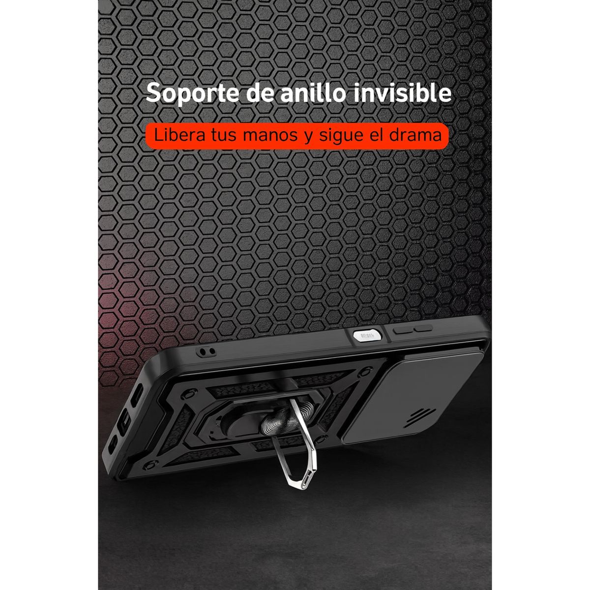 JOIGO - Carcasa Armadura Con Anillo Y Ventana Camara Para IPhone 17 Pro Negro