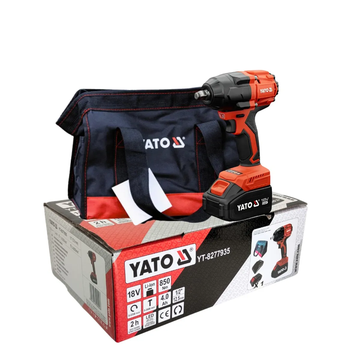 YATO - Llave de Impacto Inalámbrica Yato 18V con 850Nm YT-82860