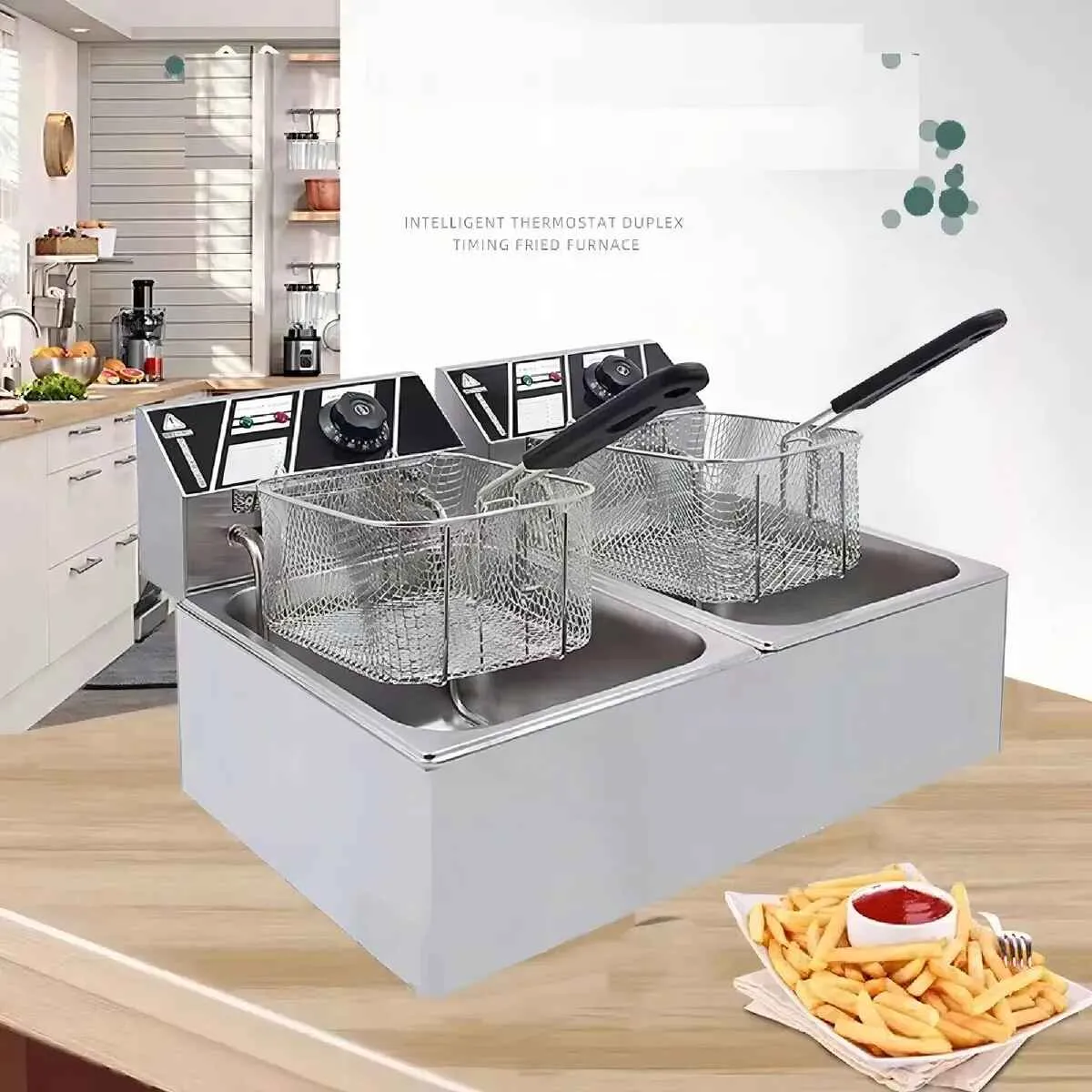 GENERICO - Freidora Electrica Doble De 12 Litros Aceite Termostato