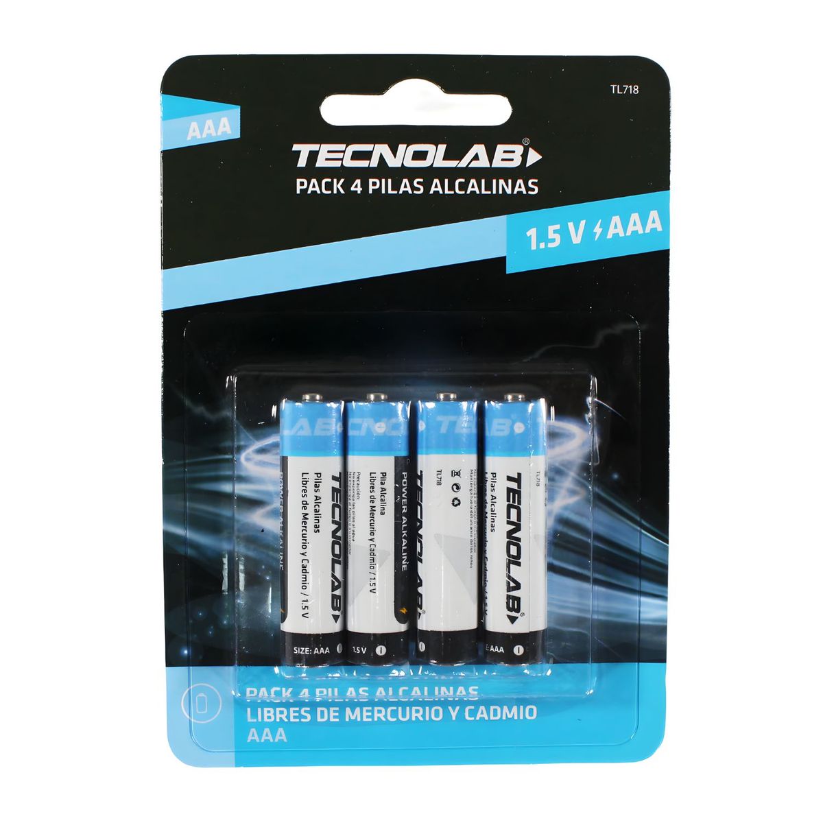 TECNOLAB - Pack 4 Pilas Alcalinas AAA 1200 mAh - PS