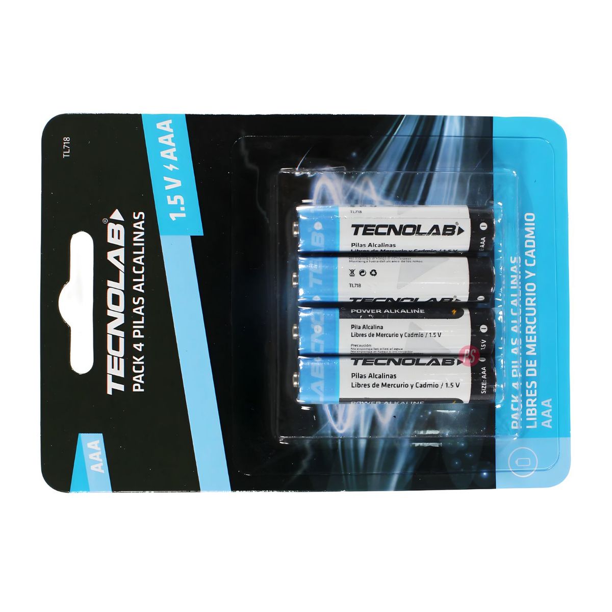 TECNOLAB - Pack 4 Pilas Alcalinas AAA 1200 mAh - PS
