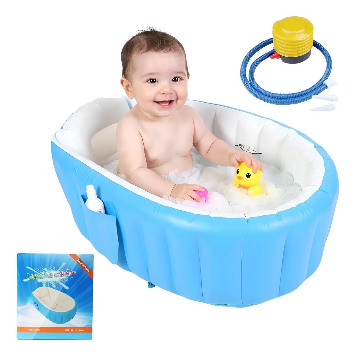 EVERSO - Tina Bañera Inflable Plegable Portátil Para Bebécon Inflador