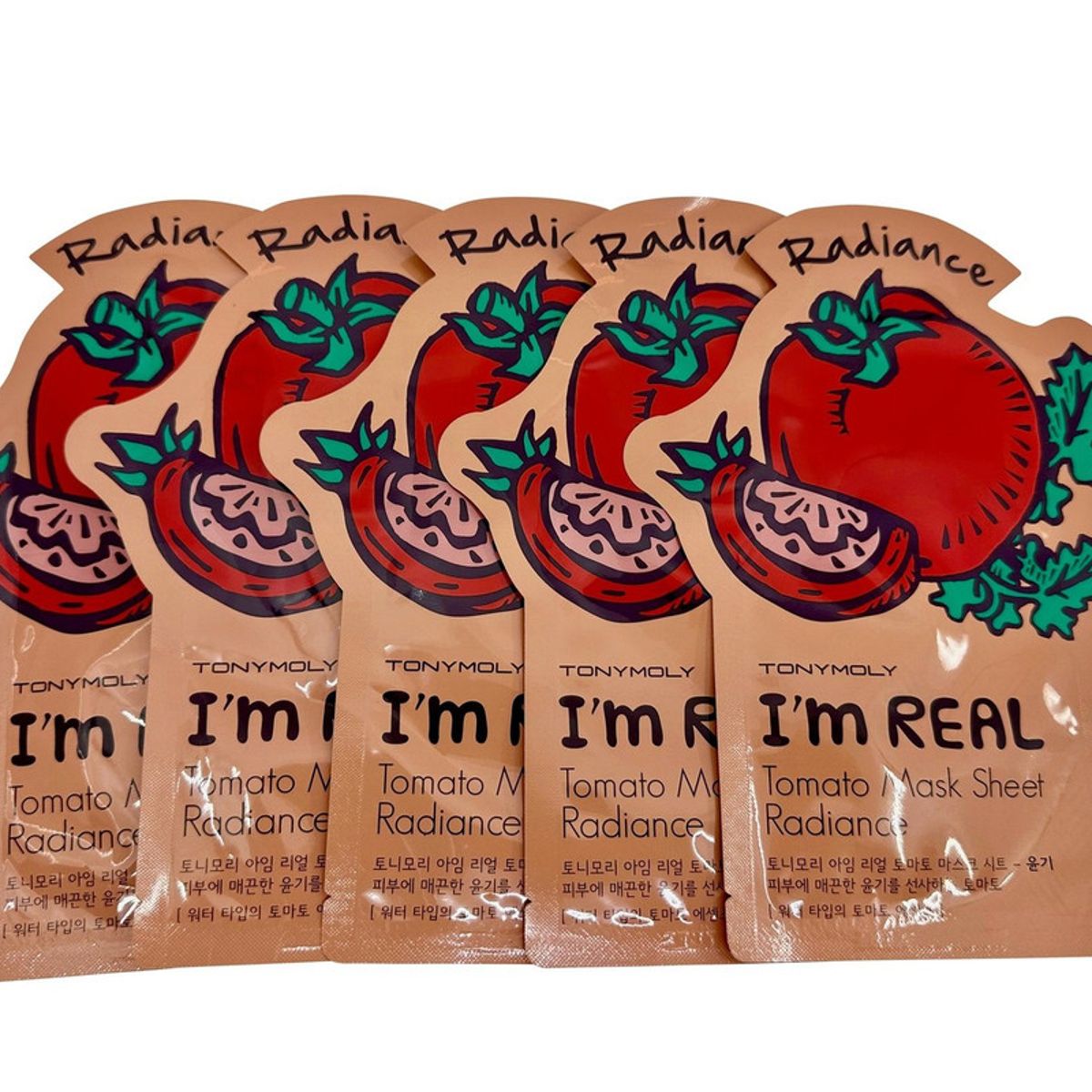 TONYMOLY - TonyMoly Mascarilla de Tela IM Real Radiance Tomate Set de 5 Unidades