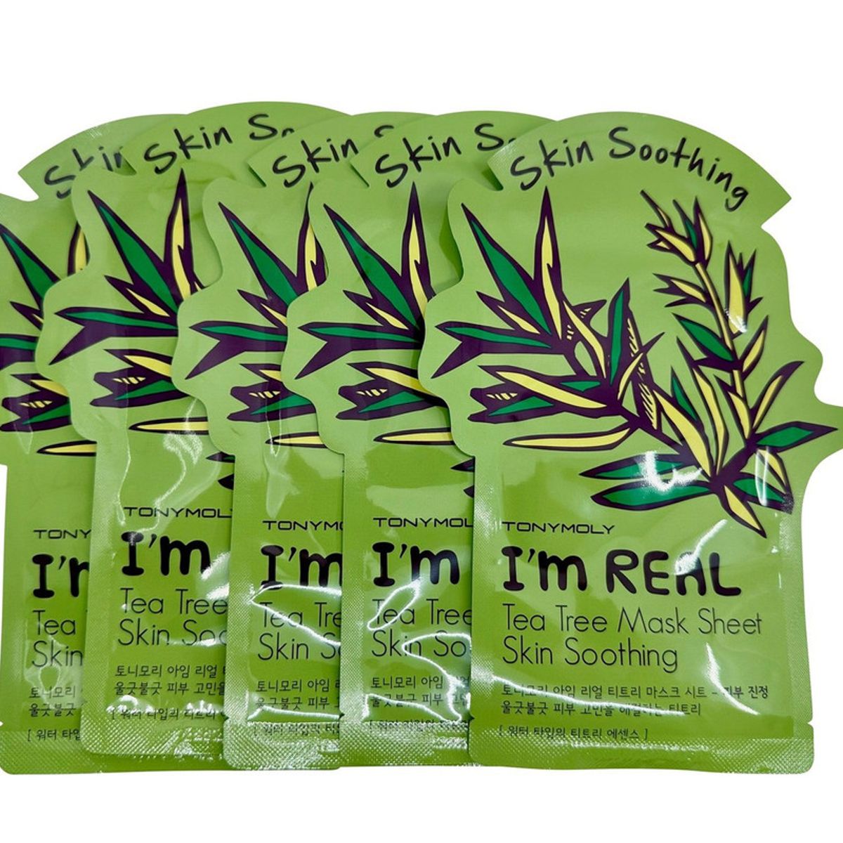 TONYMOLY - TonyMoly Mascarilla de Té Tree I’m Real Calmante Set de 5 Unidades