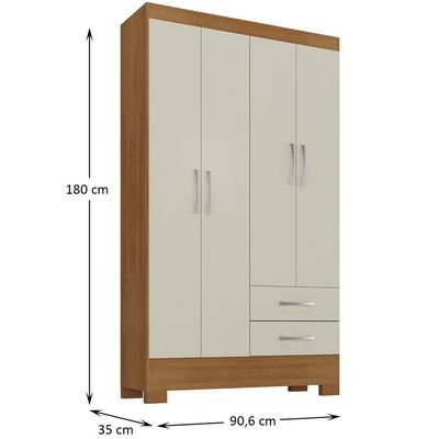 Imagen 2 del producto Clóset 4 puertas 2 Cajones 180x90x35 cm Off White R42