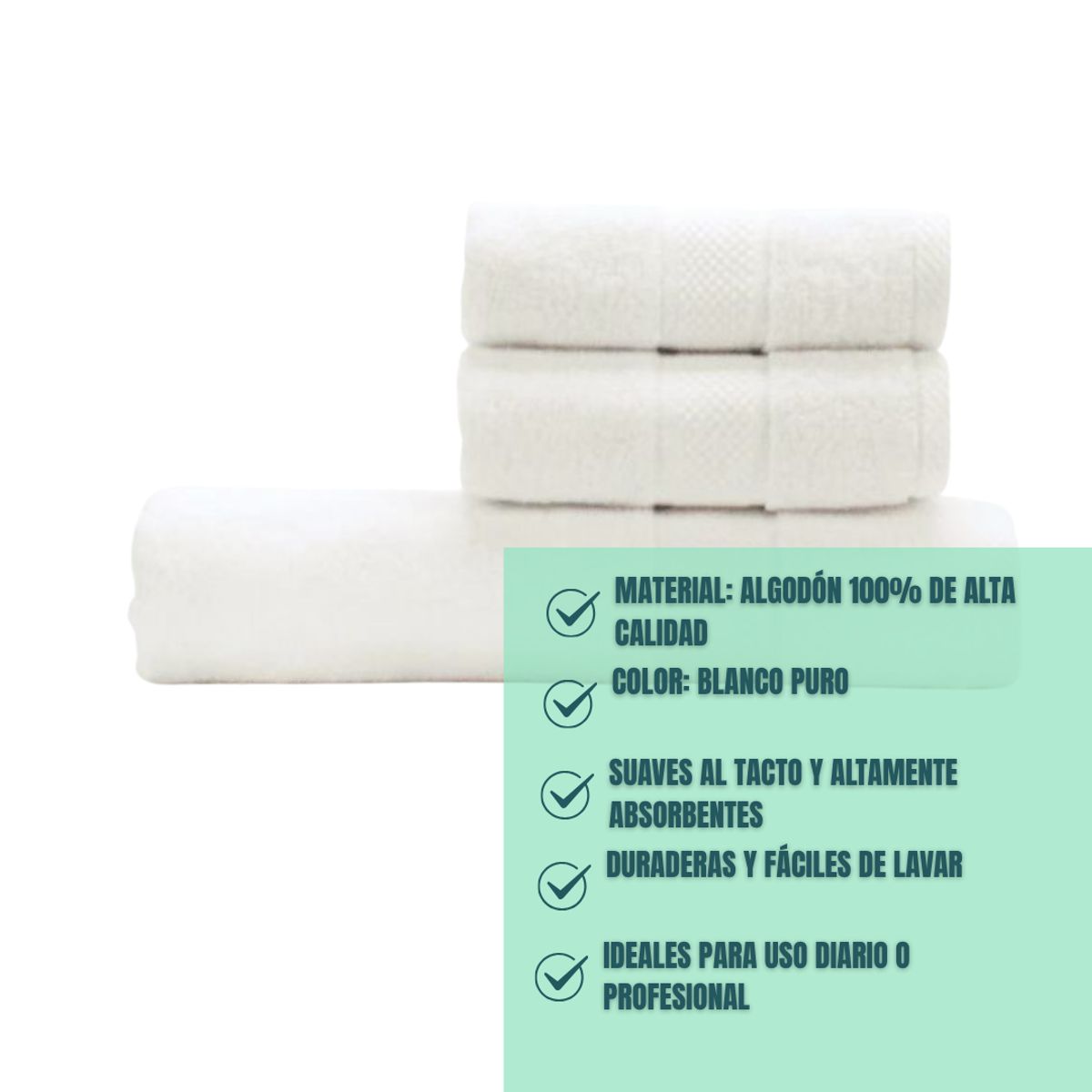 GENERICO - Set 3 Toallas De Baño y Manos 100% Algodón