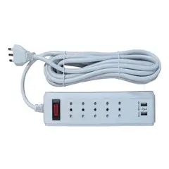 FNX - ALARGADOR MULTIPLE 5P + 2USB 5MT BLANCO