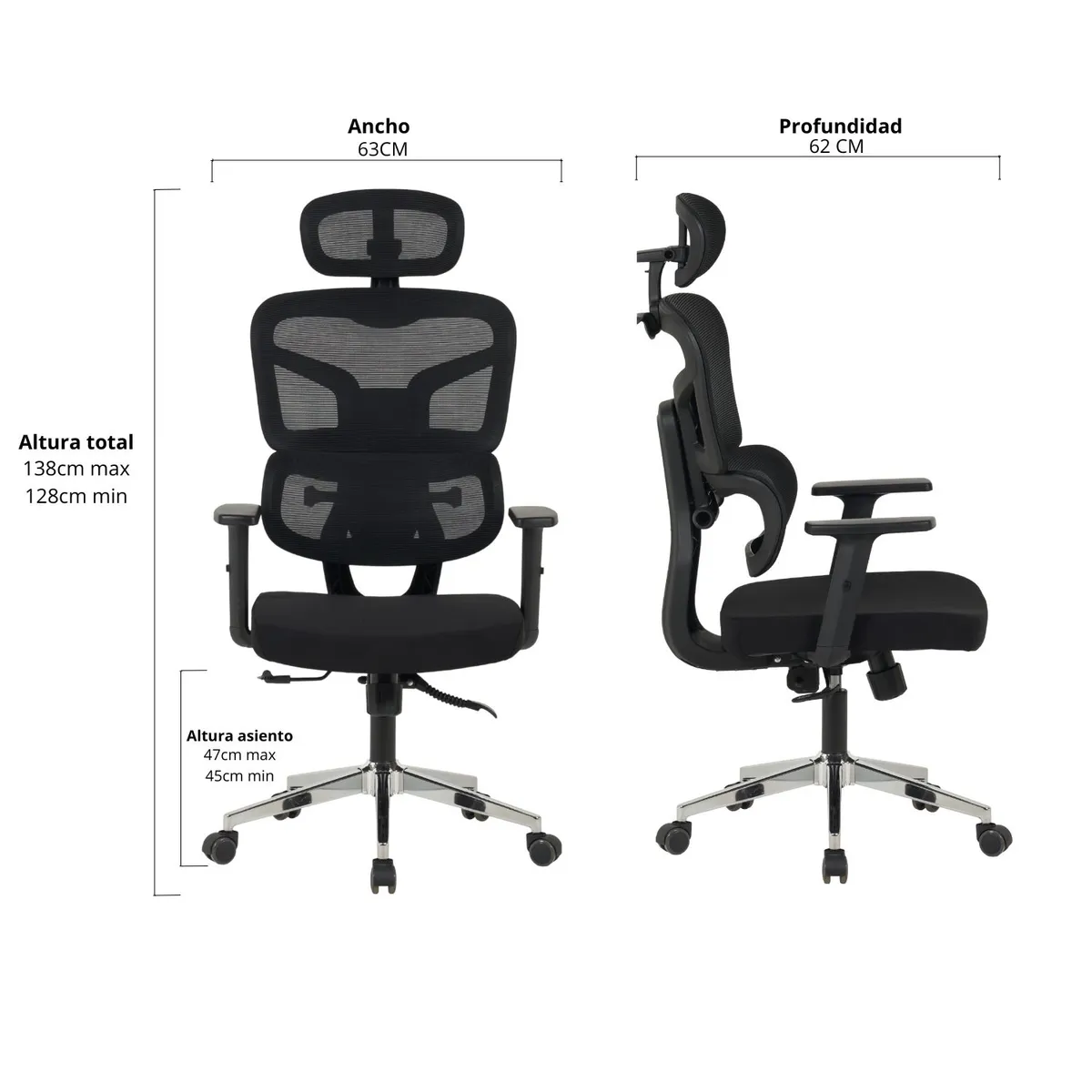 NOVAHUS - Silla Escritorio Ergohuman Troy Negro