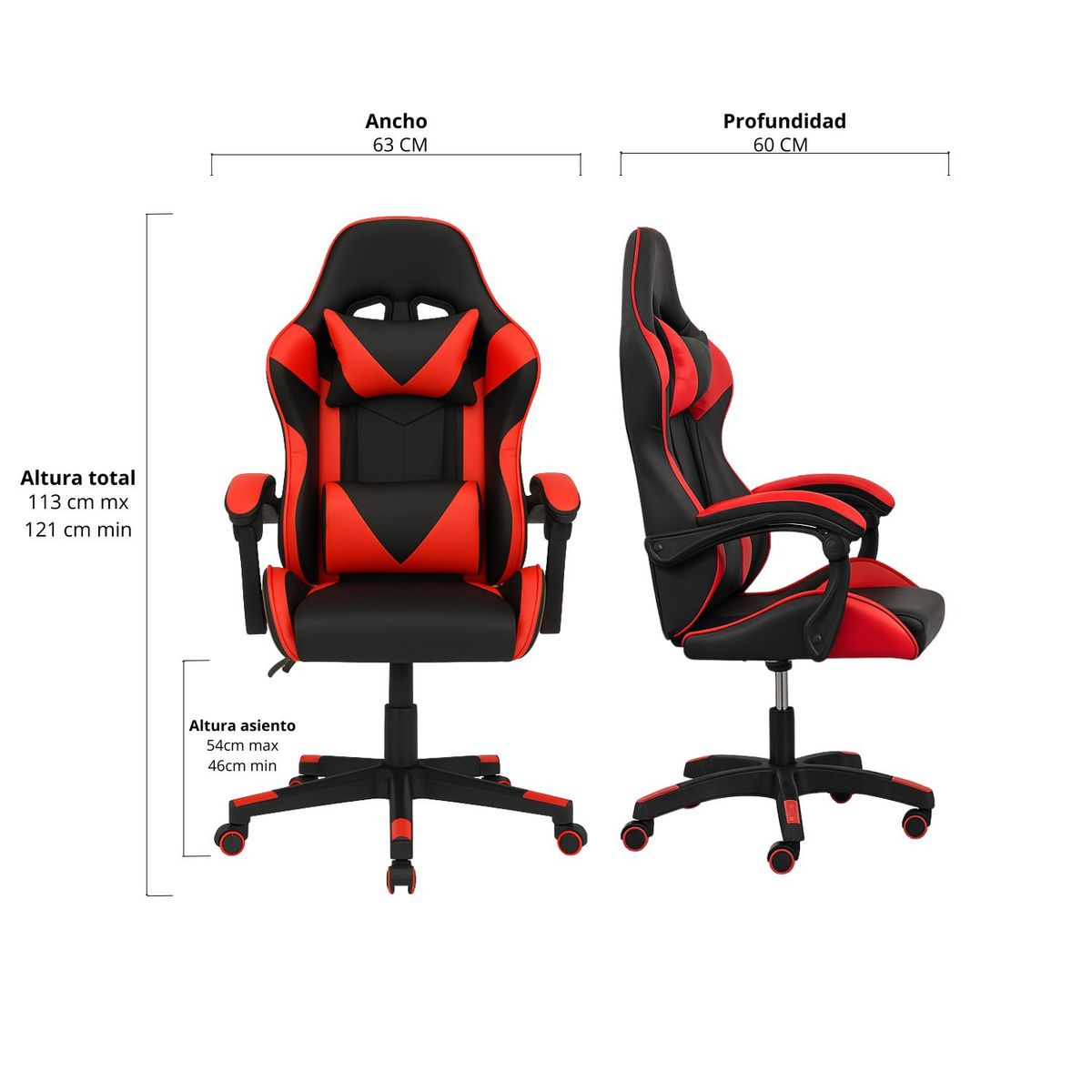 NOVAHUS - Silla Gamer Rocket Rojo Negro