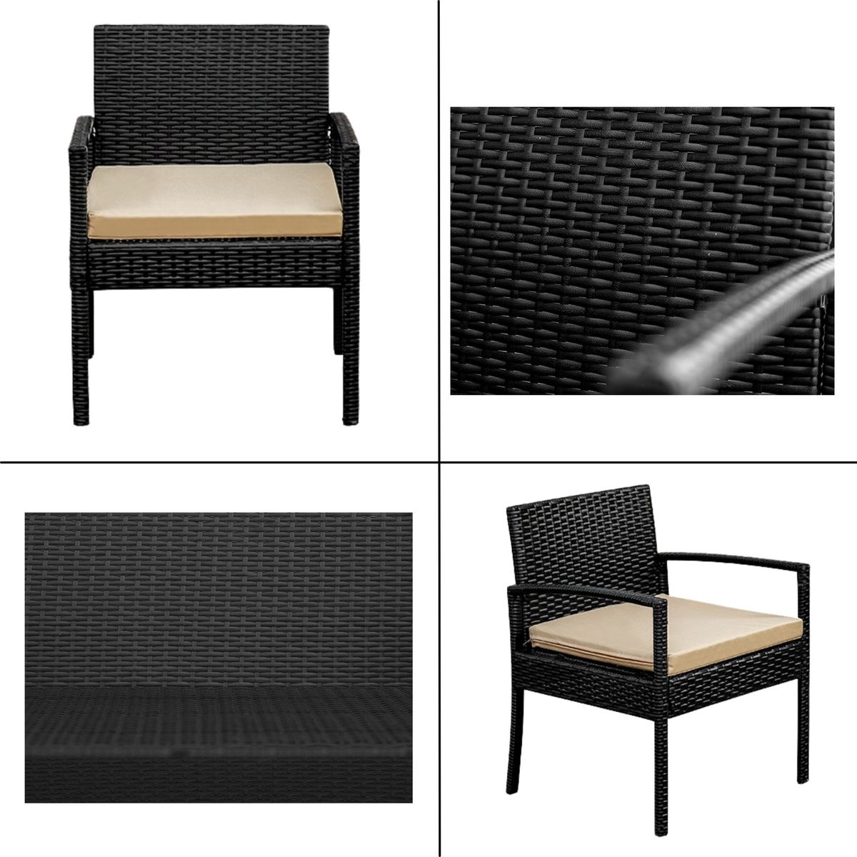 GENERICO - Juego De Living Terraza 6 Personas Hawai  Beige Cojines Impermeables