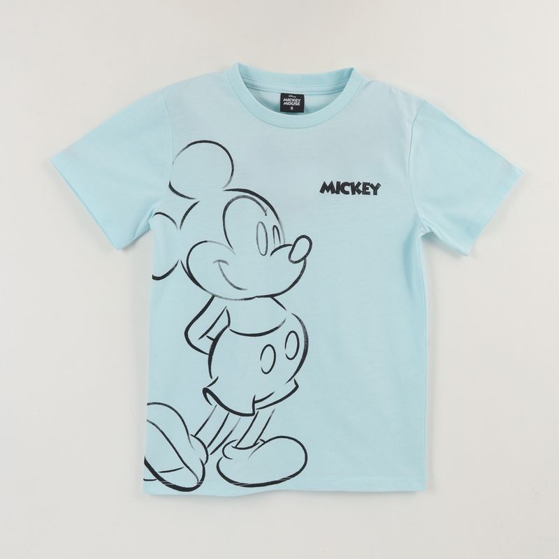 DISNEY - Polera Manga Corta Niño Celeste Mickey Mouse Disney