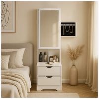 Velador Alto 162x40x40cm Con Espejo Y joyero Espacio Para almacenar