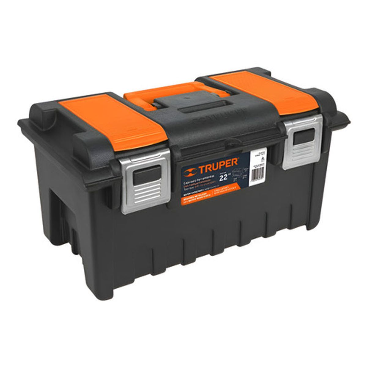 GENERICO - Caja Plástica Truper 22 con Broche Metálico Naranja