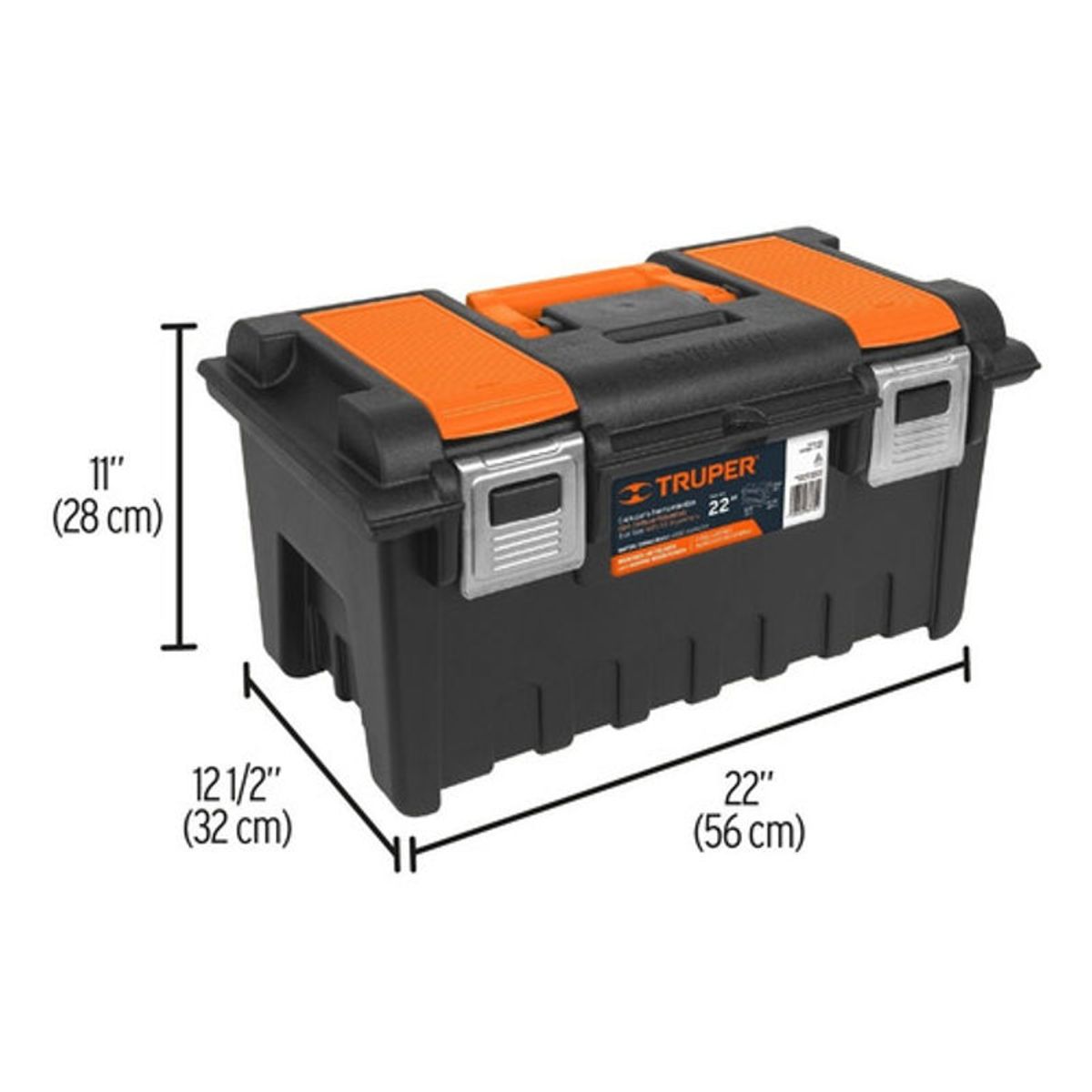 GENERICO - Caja Plástica Truper 22 con Broche Metálico Naranja