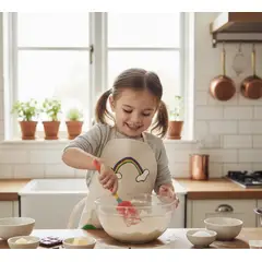 HAOKIDS - Delantal cocina niño pintado a mano 100% algodón talla única 3 a 7