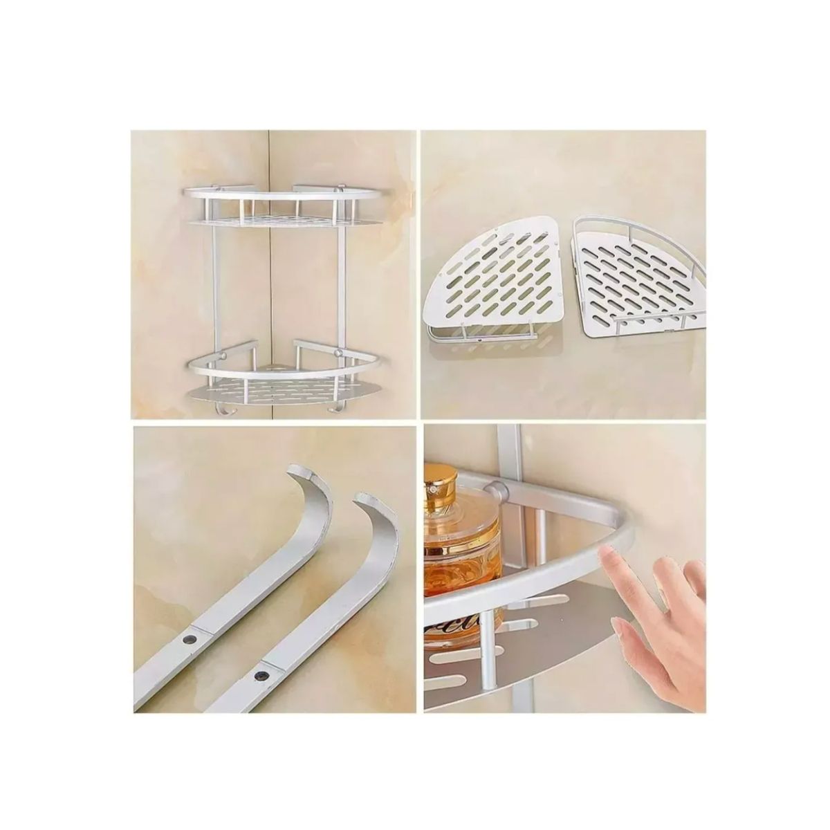 GENERICO - Repisa Mural Esquinero Baño Ducha Aluminio Inox 3 Niveles Plateado