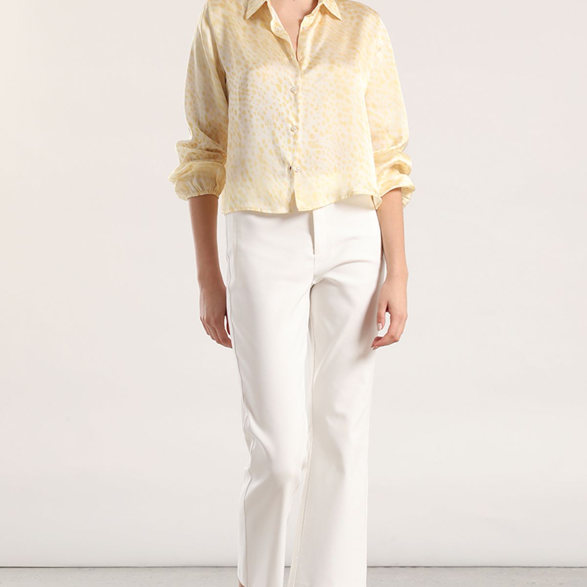 LIOLA - Blusa satin estampado manchas liola mujer amarillo