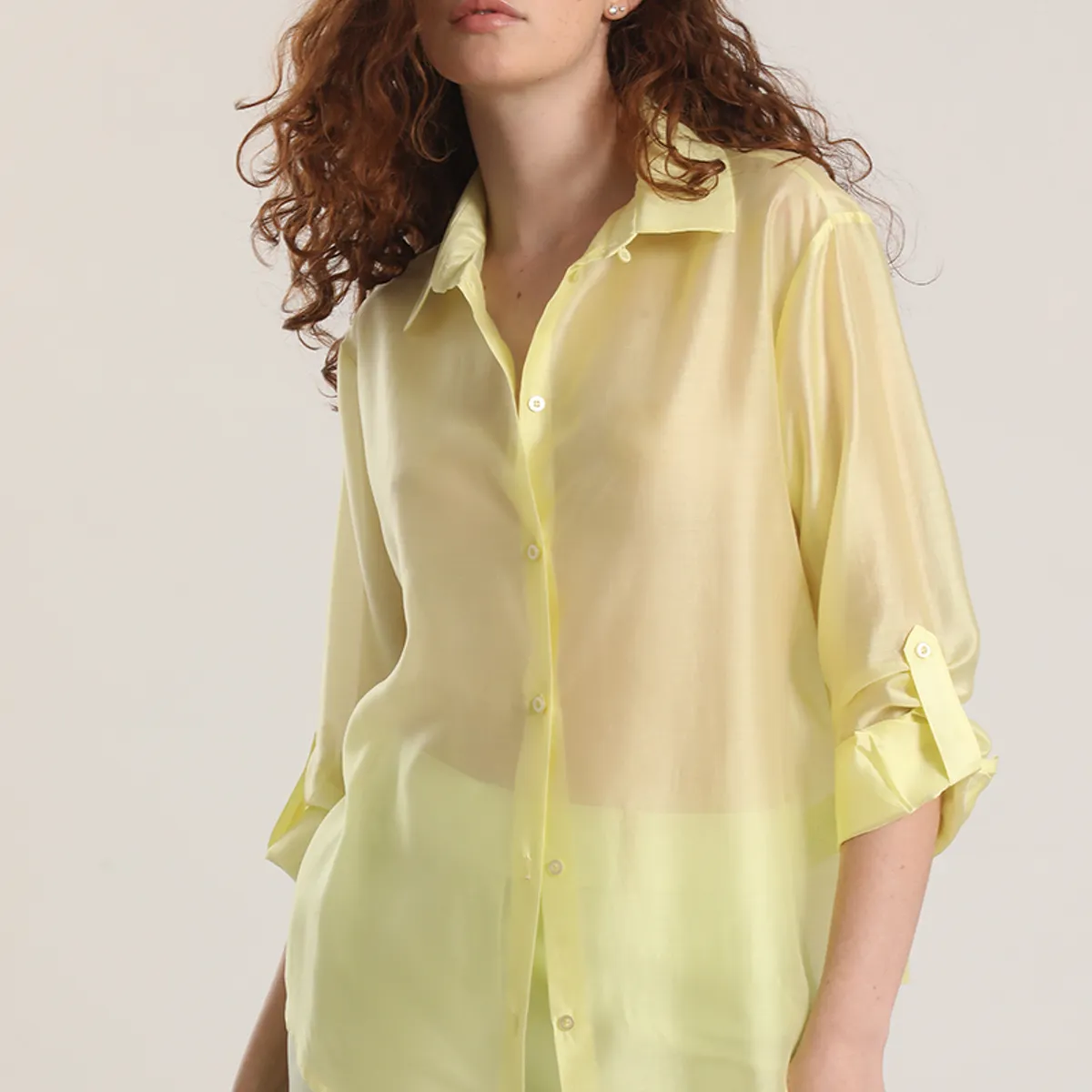 LIOLA - Blusa semitransparente roll up liola mujer amarillo