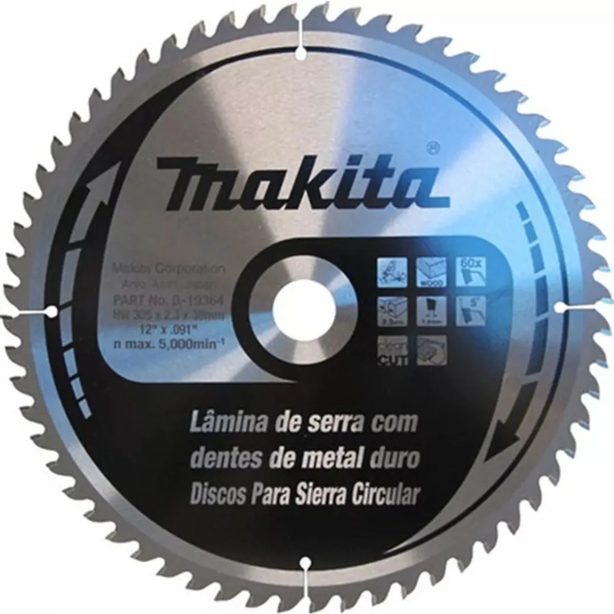 GENERICO - Disco Sierra Makita 305mm 30mm Color Plata