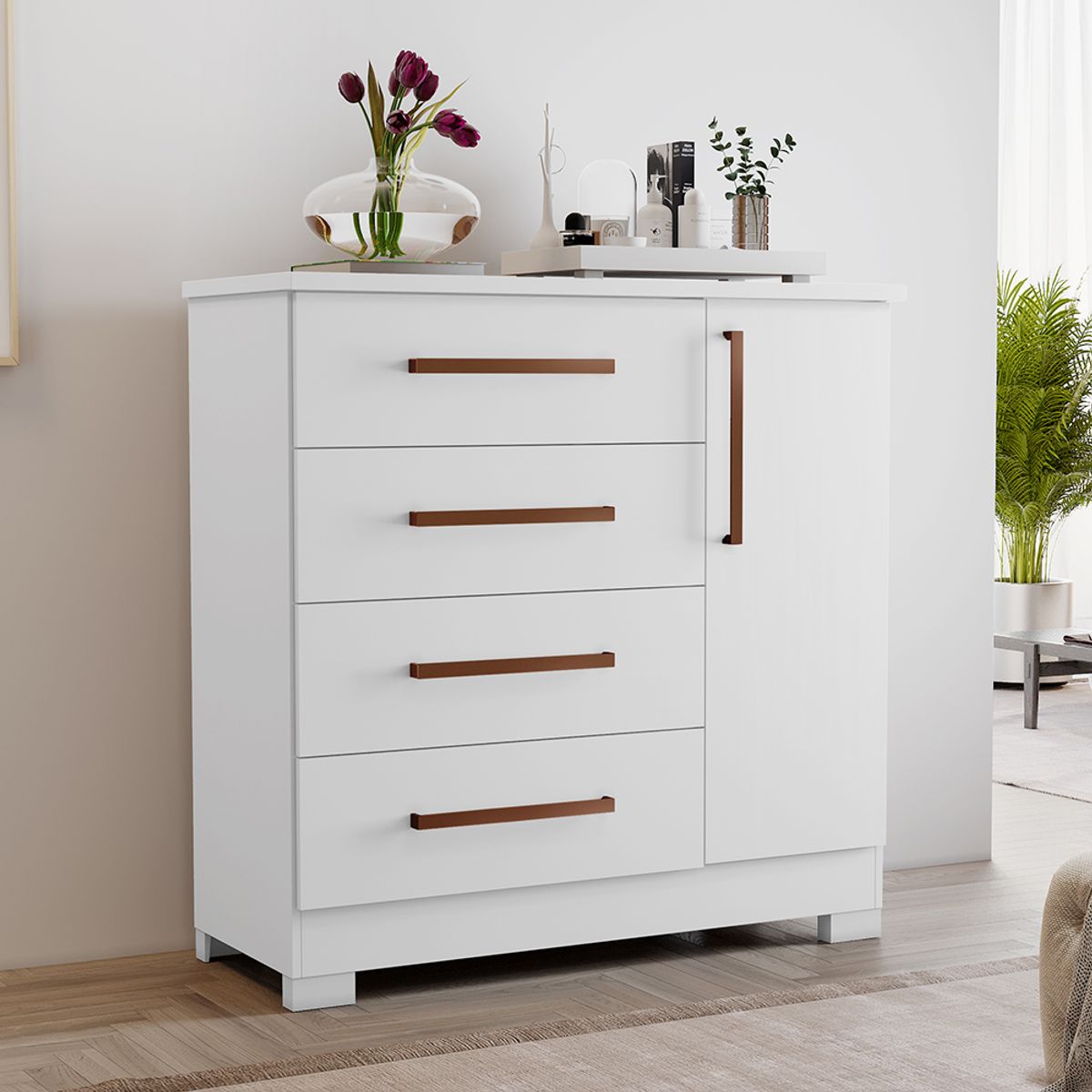 HOME MOBILI - Cómoda Nova Blanco  Flex Rosa