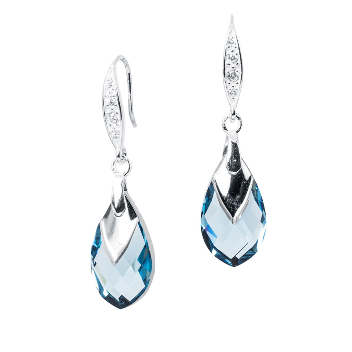 JOYAS MONTERO - Aros Alaska Plata 925 creado cristales de Swarovski® Aquamarine