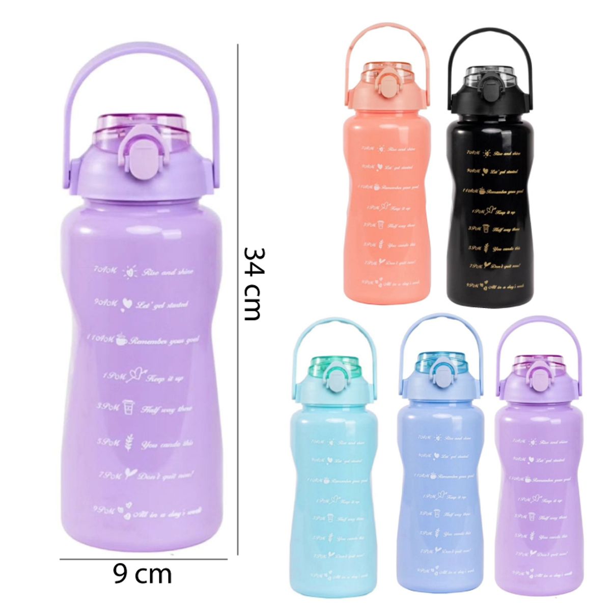 GENERICO - Botella De Agua Motivacional De 2 Litros