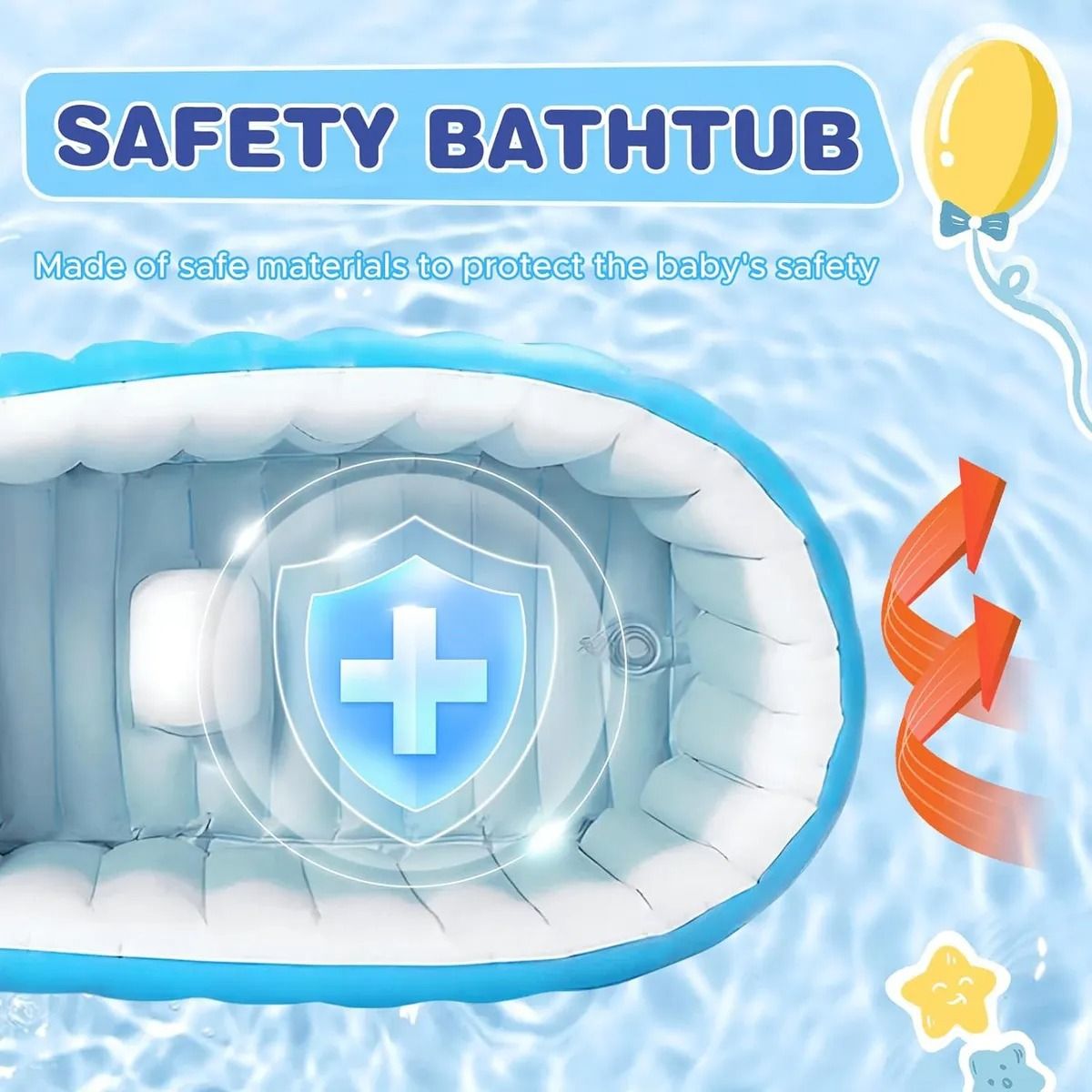 EVERSO - Tina Bañera Bebe Inflable Plegable Portátil Con Bomba Aire