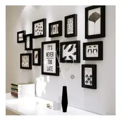 U BUY - Set Marcos Foto Decorativo Pared 12 Piezas Negro