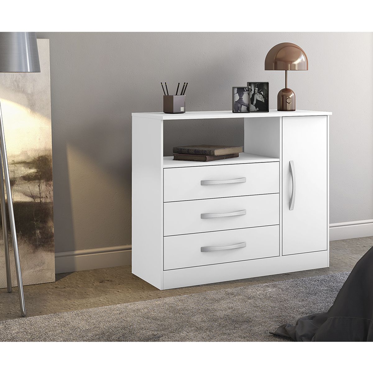 HOME MOBILI - Cómoda Aura 3 Cajones 1 Puerta