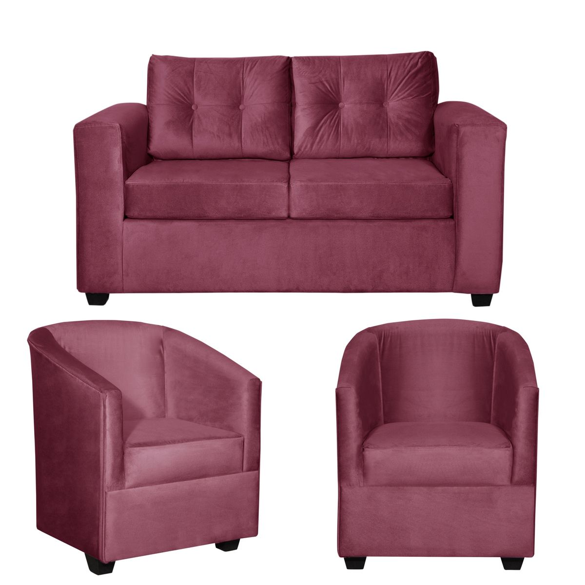 COLBOX - Living Nova 2 cuerpos + 2 Poltronas Felpa