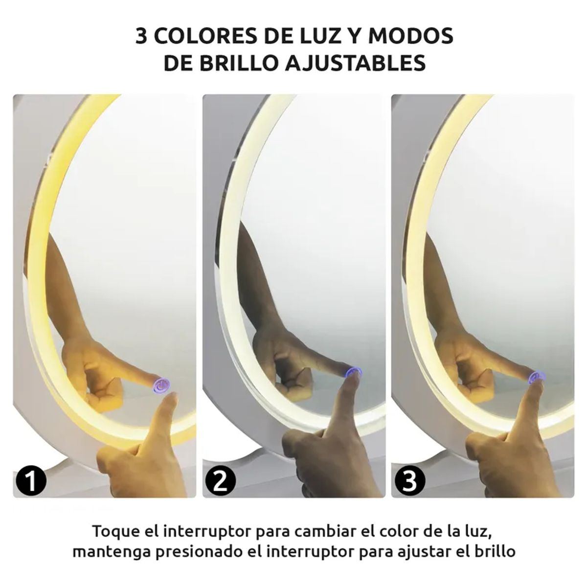 ANYHOGAR - Tocador Con Espejo Iluminado Y Taburete Acolchado Blanco