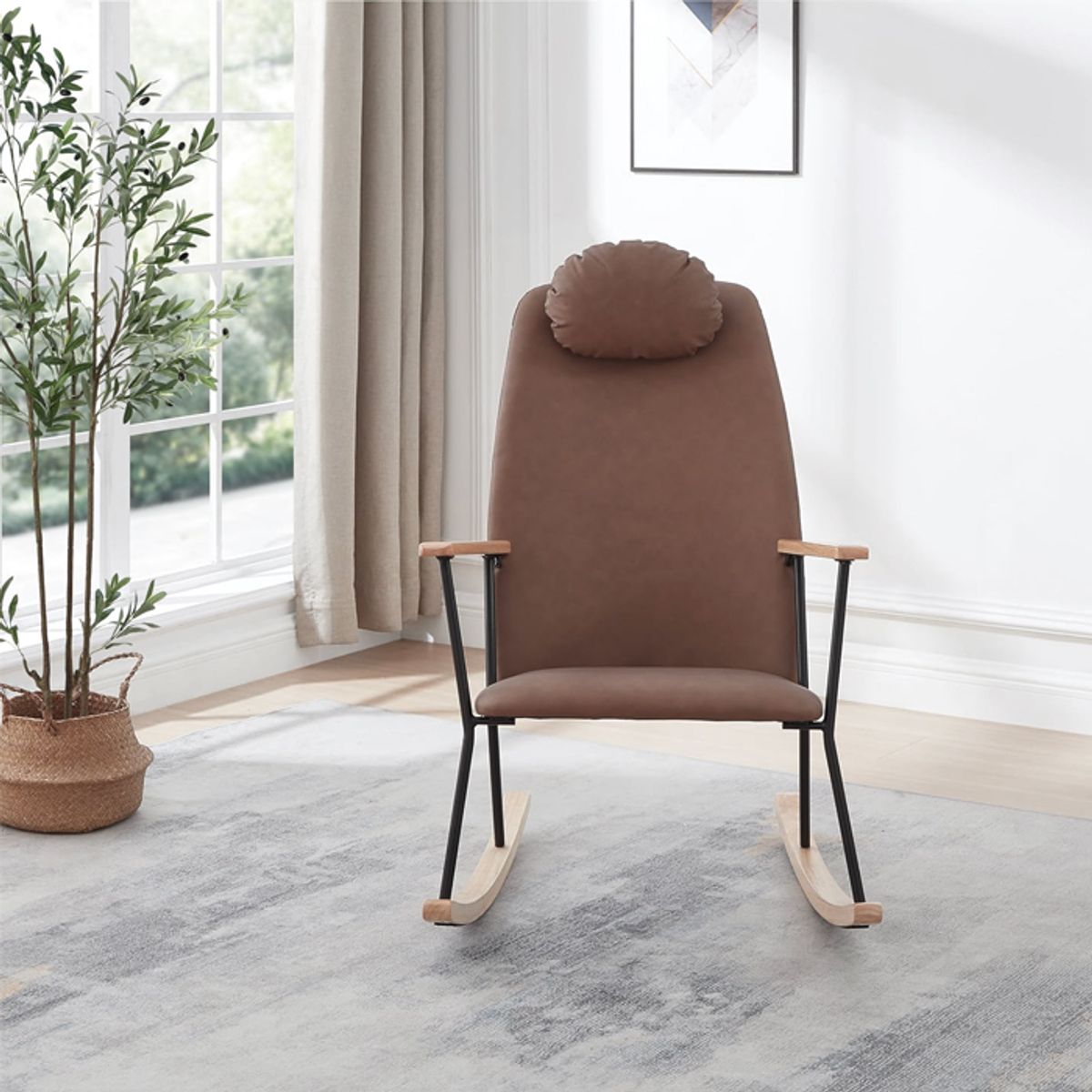 MSA MUEBLES SANTA ANA - Mecedora Sitial Descanso Brown PU
